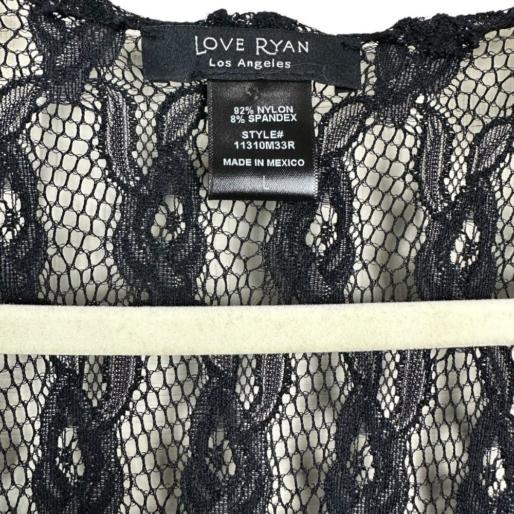 Love Ryan Black Lace Kimono Cardigan Women's Size Large‎ Open Front Rose Floral - Picture 7 of 10